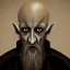 Placeholder: Nosferatu with four yellow eyes with tentacle beard grey skin and vampire fangs as a Russian Orthodox bishop