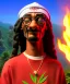 Placeholder: Snoop Dogg, marijuana burning with dollars, jungle background, hyper realistic