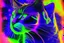 Placeholder: Black light art, neon cat