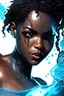 Placeholder: A black female superhero with water powers close up