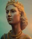 Placeholder: Statue of Queen of photography. Cute blonde woman. Photographer in golden crown. Standing on the street. Big camera in her hand. hyperdetailed, photorealistic, trending on artstation, greg rutkowski, beksinski, kodachrome, bokeh, red and gold