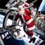 Placeholder: Santa Claus delivering presents to the International Space Station