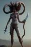 Placeholder: full-length persona, detailed, sword in hand, gorgon medusa