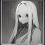 Placeholder:  long white hair, short, cute, Line art, dead eyes, emotionless face,