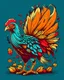 Placeholder: A humorous t-shirt design featuring a turkey with its back turned, showcasing its colorful feathers and legs, The design should have a retro cartoon vibe, with bold colors and a hand-drawn feel. It should also incorporate elements of Thanksgiving, such as fall leaves or a pumpkin. This design is meant to be playful and eye-catching, perfect for the holiday season.