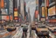 Placeholder: John Bratby oil painting Times Square traffic