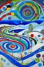 Placeholder: A sky blue tundra with very cold snow designed in German folk art painted by Wassily Kandinsky