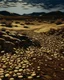Placeholder: A dark brown desert with pebbles painted by Vincent van Gogh