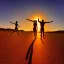 Placeholder: man and woman with no clothes, making love, desert road, sunset, full colour,