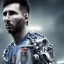 Placeholder: lionel messi perfect face and portrait post-apocalypse perfect cyborgs in a footbal stadium, sci-fi fantasy style, 8k,dark