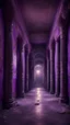 Placeholder: Hyper Realistic big dark hall of an abandoned haunted Indian Palace with decorated purple walls & pillars at night