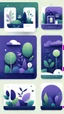 Placeholder: illustrations with a simple art style that show home page for spot use dark blue-purple and live green and minimal