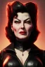 Placeholder: Ava Gardner as evil queen in black leather, busty, cleavage, curvy, angry, stern look. character design by cory loftis, fenghua zhong, ryohei hase, ismail inceoglu and ruan jia. unreal engine 5, artistic lighting, highly detailed, photorealistic, fantasy