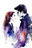 Placeholder: watercolor twilight movie Bella and Edward clipart white background