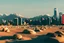 Placeholder: Modern city, people, mountains, sand, rocks