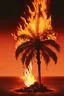 Placeholder: a fire in the sun ,molten watch,palm tree ,Zdzisław Beksiński style