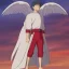 Placeholder: First image is of the main character. He’s to look like a powerful angel with white robe, symbols on hands glowing, His background should be that of space above with stars and standing on a paradise of a planet. His belt can transform into a white dragon.