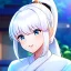 Placeholder: Clear focus, 8k, Elf, ranma drawing style, White hair, ponytail, hair in between the eyes, up close,