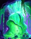 Placeholder: a slimy gelatinous cube in vast cavern room painterly