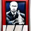 Placeholder: Vladimir Putin with vodka bottle painting art deco