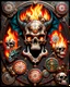 Placeholder: Dragons, Fire and Smog, Skull, Dartboard, Steampunk, Univerum