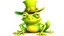 Placeholder: fantasy illustration a funny green frog wears a yellow hat