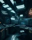 Placeholder: Futuristic scifi black interior of office shuttle with computers made with engine parts dysoptia cyberage HAWKEN postapocalyptic dysoptia scene photorealistic uhd 8k VRAY highly detailed HDR