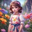 Placeholder: A little girl, adorable, big beautiful eyes, in dress, in flowers, cartoon, close-up, bright colours, digital graphics, fantasy, unreal engine, blender art by artgerm, perfect composition, octane rendering, masterpiece, sharp focus, high detail, art station, concept art, perfect composition, a model of ultra-high quality and clarity, perfect play of light and shadow, 32k UHD, hyper-detailing,