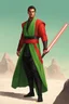 Placeholder: Full Muscular Body, Male Tan Human, Sith Empire, Red Bandage Blindfold. Green and Black Robes, Red Lightsaber, HD