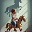 Placeholder: My Gemini prompt/Pixverse animation. Prompt: A square digital painting of a young boy sitting on a rocking horse in his bedroom, his translucent light grey shadow which is on the wall beside him depicting an outline of a boy galloping a real horse, the image depicts the dreams child have. Hyper-realistic hyper-vibrant hyper detailed