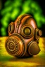 Placeholder: warrior portrait, Bronze metal gas-mask, comic style