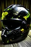 Placeholder: motorcycle helmet, comics picture batman on helmet, bat, flakes dye, custom