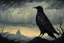 Placeholder: Sir Crow to the Dark Tower came, style Caspar David Friedrich