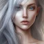 Placeholder: jolie visage de fée peau bleue ,longs cheveux blonds fond bleu,Character Design, magician