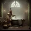 Placeholder: A viking and his wive having a bath, scary, steam punk, realistic, made in octane, cinematic, ultra-realistic, extremely detailed octane rendering, 8K, VRAY Super Real ar 2:3, dof photorealistic futuristic 50mm lens hard lighting dark gray tintype photograph, realistic lighting, sepia color