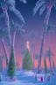 Placeholder: 1980's vaporwave aesthetic palm trees in Christmas winter