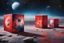 Placeholder: beautiful paintings of space on red boxes