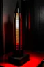 Placeholder: gaming table lamp inspired by shanghai tower buliding architecture futuristic-modern stlye. geometric form, red and black color scheme