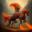 Placeholder: angry horse in orange and blue battle armor, a highly detailed illustration, background of Inka jungle, realistic render, 8 k, micro detail, intricate, elegant, centered, digital painting, Artstation, smooth, sharp focus, illustration, artgerm, tomasz alen kopera, peter mohrbacher, donato giancola, joseph christian leyendecker, wlop, boris vallejo