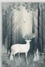 Placeholder: in a cosy vintage style, a white stag sleeps in a forest