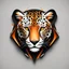 Placeholder: Logo 3D. Black, orange and white palette Leopard in artistic style