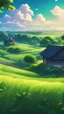 Placeholder: a field full of green grass with a house in the distance, anime beautiful peace scene, anime countryside landscape, anime landscape, anime scenery, anime nature, anime nature wallpap, anime landscape wallpaper, nightime village background, 2. 5 d cgi anime fantasy artwork, colorful anime movie background, beautiful fantasy anime, smooth anime cg art, beautiful anime scenery