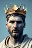 Placeholder: Ultra Realistic image, Roman sculpture, white luxury marble material, Lionel Messi, gold crown of natural thorns, god crown, Renaissance style, sun rays background, waist up portrait, epic, celestial, cinematic lighting, God lights, 4k resolution, smooth details, soft lighting, unreal engine 5, art station, substance 3d.