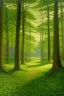 Placeholder: A green forest with giant trees painted by Birge Harrison