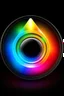 Placeholder: the big eye look at prism of colored light and a pyramid through lens circle-shaped