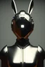 Placeholder: MCU Portrait, Front image, cyberpunk Asian woman rabbit mask, black silver color, latex dress, highly detailed, concept art, smooth, unreal engine 5, god rays, ray tracing, RTX, lumen lighting, ultra detail, volumetric lighting, 3d, finely drawn, high definition, high resolution.