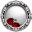 Placeholder: round silver frame with red and roses