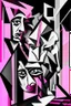 Placeholder: The surreal Moral outrage; Cubism; black and pink and white