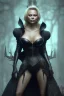 Placeholder: Pamela Anderson as evil queen in black leather, leather, busty, cleavage, angry, stern look. character design by cory loftis, fenghua zhong, ryohei hase, ismail inceoglu and ruan jia. unreal engine 5, artistic lighting, highly detailed, photorealistic, fantasy