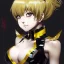 Placeholder: Detailed anime girl portrait of tangsan from my hero academia, gold hair and golden eyes, black suit, intricate details, full body portrait, keep head in frame, slight smile, black Japanese motif, concept art, highly detailed, digital painting, concept art, sharp focus, illustration, art by Yoji Shinkawa, WLOP and greg rutkowski and alphonse mucha and artgerm and yanjun Chen and Junji ito and Makoto Shinkai, HDR, octane render